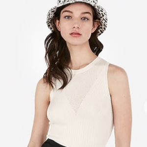 Express Cream Sleeveless Sweater